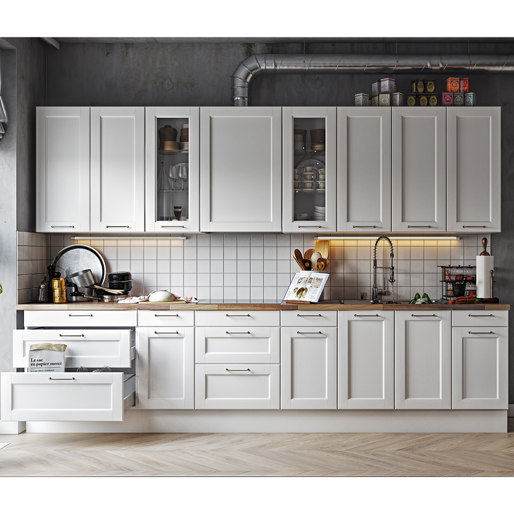 Kejia OEM Furniture Manufacturer House Wooden Kitchen Cabinet Set White Kitchen Cabinets Solid Wood