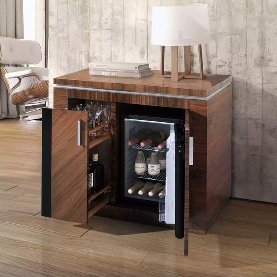 Kejia Modern Solid Wood Oak Storage Cabinet 2 Door Living Room Wine Cabinets