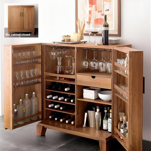 Kejia Modern Solid Wood Oak Storage Cabinet 2 Door Living Room Wine Cabinets