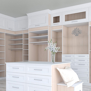 KEJIA Modern Luxury Storage Wardrobe Designs Custom Melamine Bedroom Furniture Wooden Walk In Wardrobe Closet with Center Island