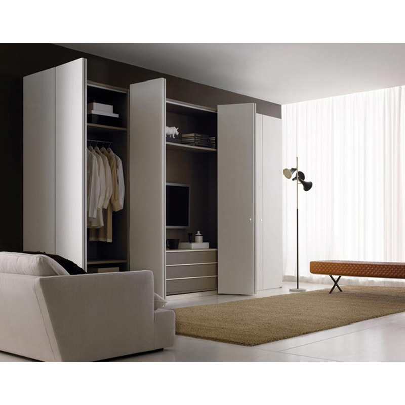 Kejahome Lacquer Bedroom Wall Wardrobe Design Clothes Wooden Modern Wardrobe with TV Cabinet