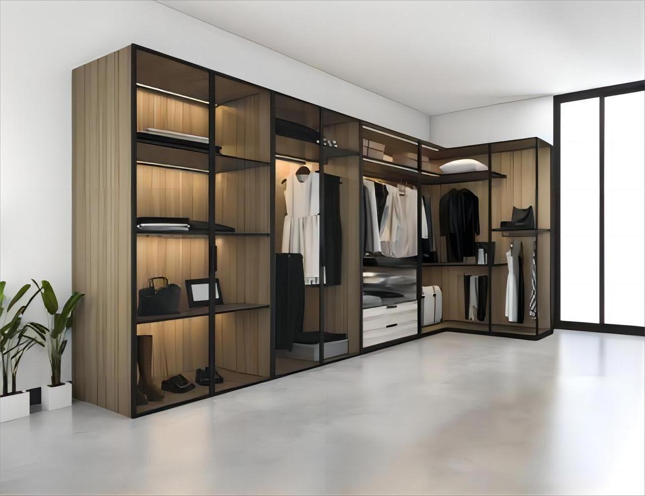 KEJIA Modern Wardrobe Bedroom Furniture Wooden Clothe Wardrobe Large Storage Space Organizer Walk in Closets