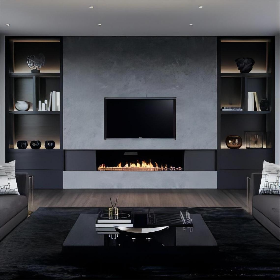 Kejia New Design Wall Unit Wood TV Stand Cabinet Luxury Television Home Tv Table Stand And TV Table Set With Electric Fireplace