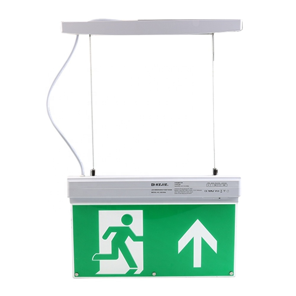 Emergency light exit sign lamp hanging mounted ukca ce rohs certificate exit sign light 3 hours battery back up emergency light