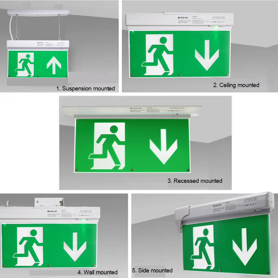 LED Emergency Lighting Running Man Arrow Exit Sign Fire Exit Lamp Wall Mounted Double sides Maintained Rechargeable Exit Sign