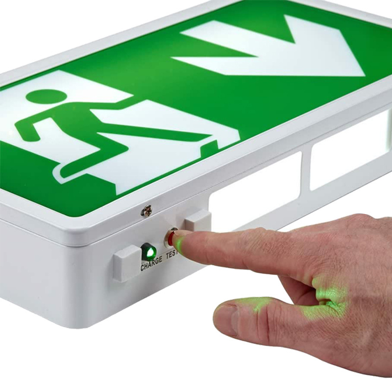 Commercial Safety Lighting 3 Hour Battery Backup 3W LED Green Square Emergency Exit Sign