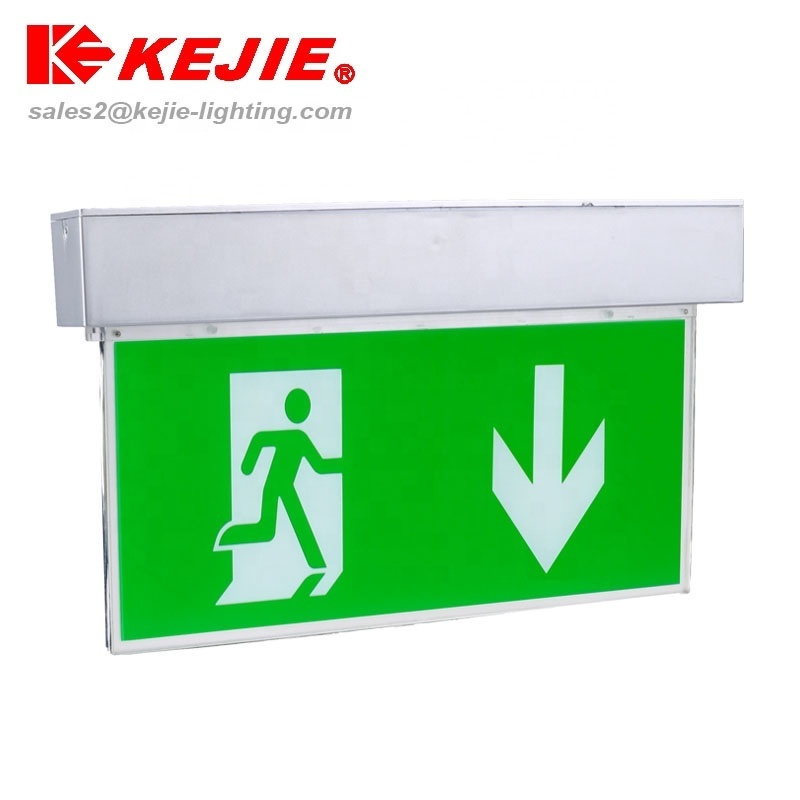 Kejie Acrylic Lighting Guide Plate Exit Sign Lamp Automatic Charging Emergency Led Light Rechargeable