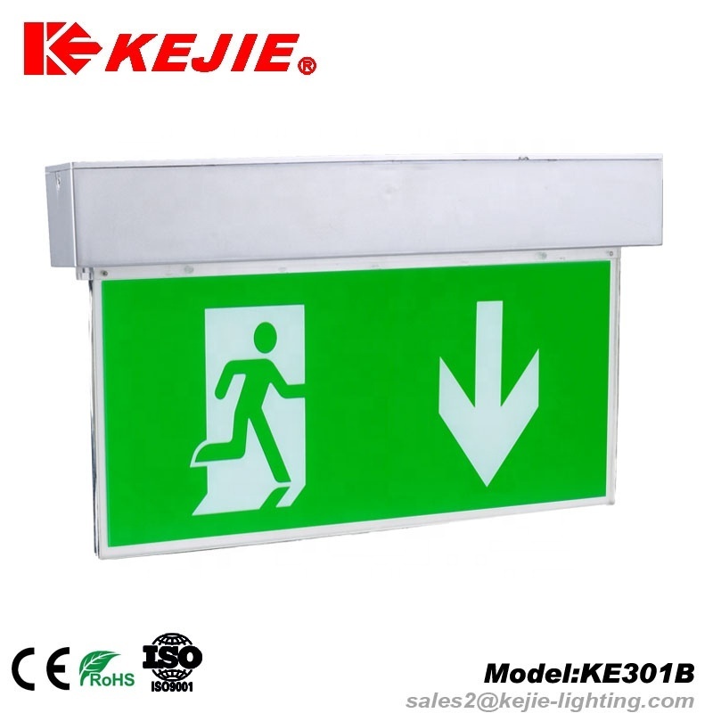 Kejie Acrylic Lighting Guide Plate Exit Sign Lamp Automatic Charging Emergency Led Light Rechargeable