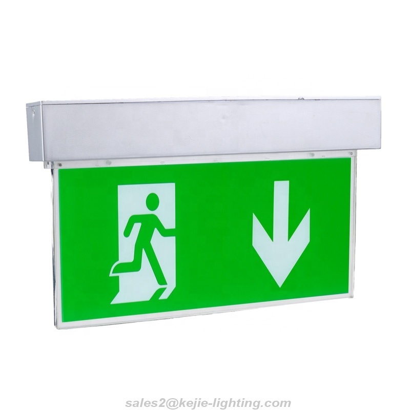 Kejie Acrylic Lighting Guide Plate Exit Sign Lamp Automatic Charging Emergency Led Light Rechargeable