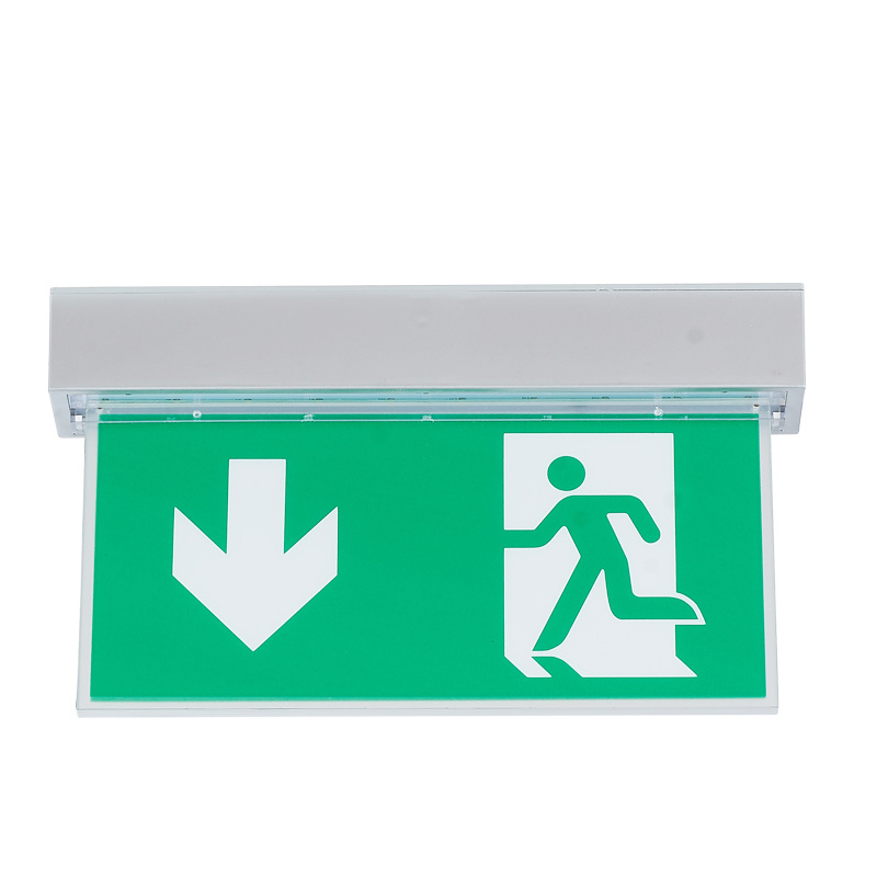 Kejie ceiling and wall mounted  Exit Sign Lamp Automatic Charging Emergency Led Light Rechargeable exit light 2 in 1