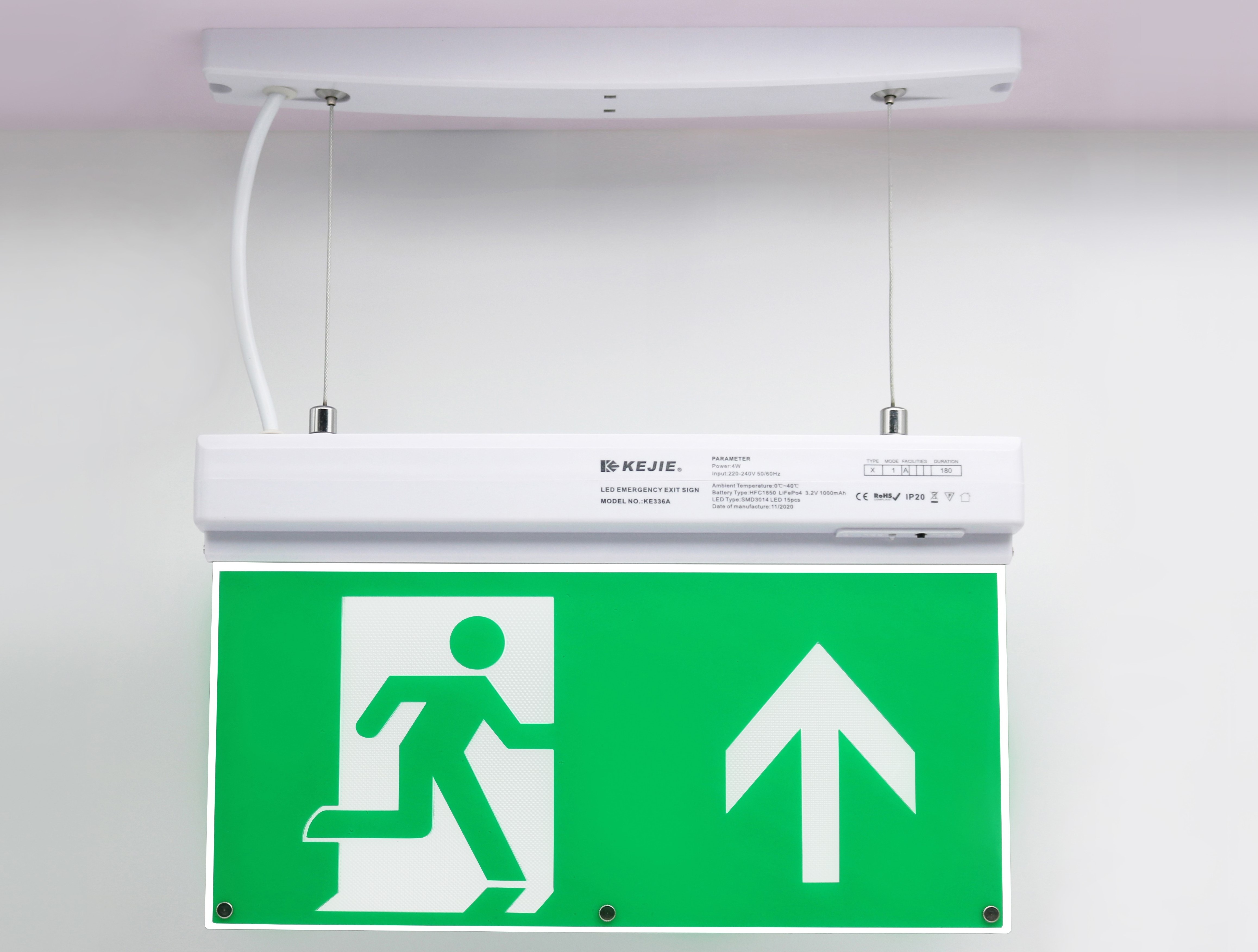 Emergency light exit sign lamp hanging mounted ukca ce rohs certificate exit sign light 3 hours battery back up emergency light