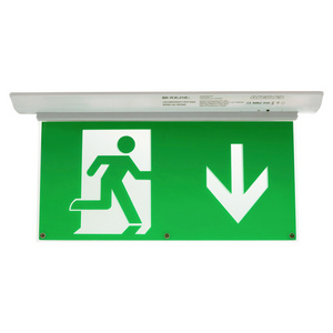 Fire Resistant Led Emergency Exit Sign Double Sides Maintained Battery Rechargeable Exit Signs Recessed Mounted Home Exit Sign