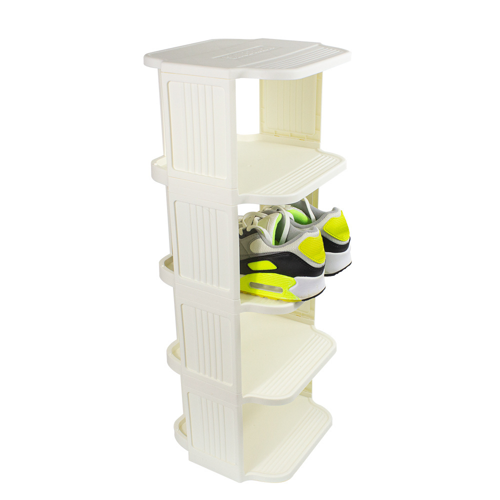 4 Layers Household Plastic Shoe Rack Stackable Folding Plastic Shoes Storage Rack Cabinet