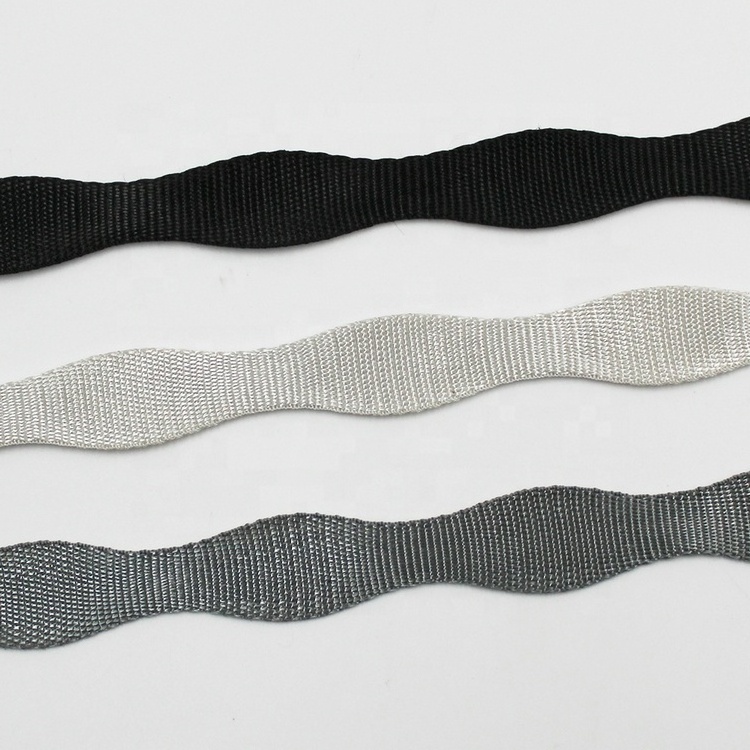 Wholesale white silver black high tenacity 1 inch two side wavy imitation nylon webbing for garment furniture upholstery bags