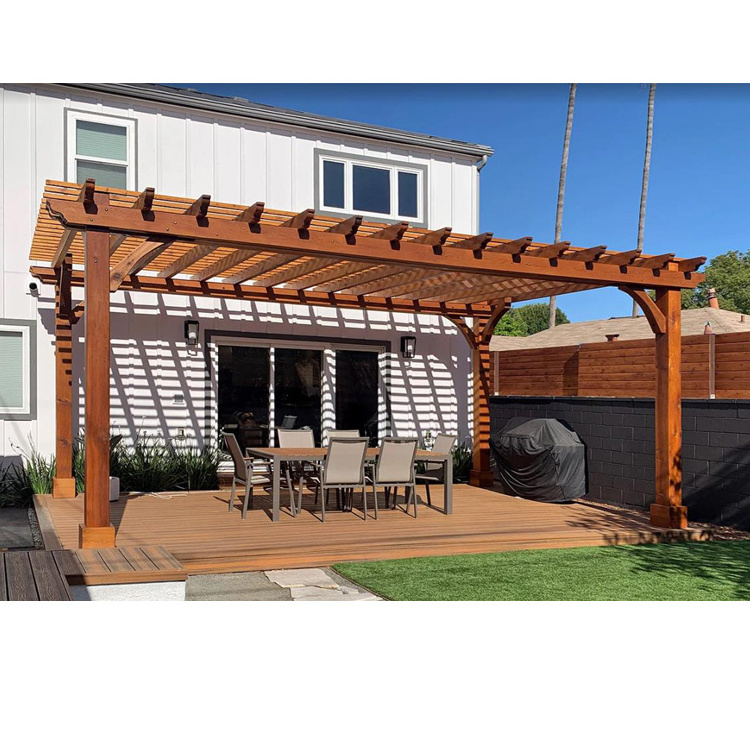 Waterproof Louver Roof System Kits Outdoor plastic wood Gazebo Garden WPC wooden Pergola