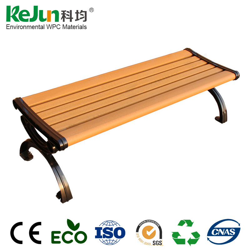 Durable waterproof cast iron leg wood plastic composite outdoor garden bench / WPC outdoor bench