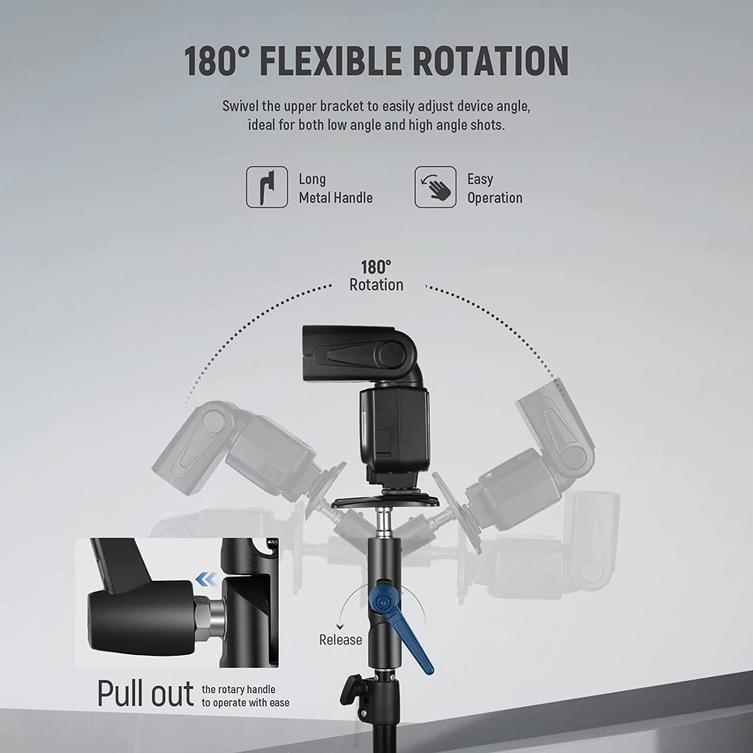 KEKAXI Professional Swivel Flash Light Stand Bracket H-Type Flash Hot Shoe Umbrella Holder Mount Adapter