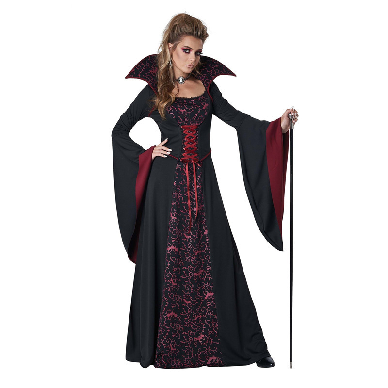 Wholesale Halloween Masquerade Vampire Queen Cosplay Costumes Court Magic Halloween Witch