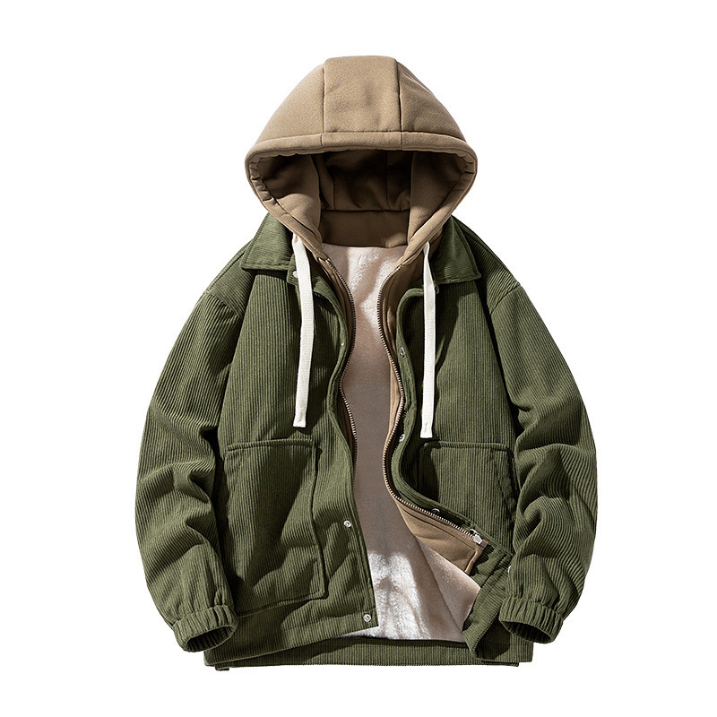 Autumn And Winter Youth  Loose Comfortable Casual Fashion Hooded Baseball Jacket Mens Clothing