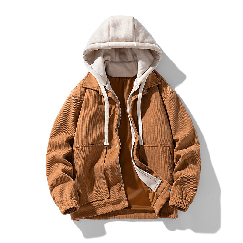 Autumn And Winter Youth  Loose Comfortable Casual Fashion Hooded Baseball Jacket Mens Clothing