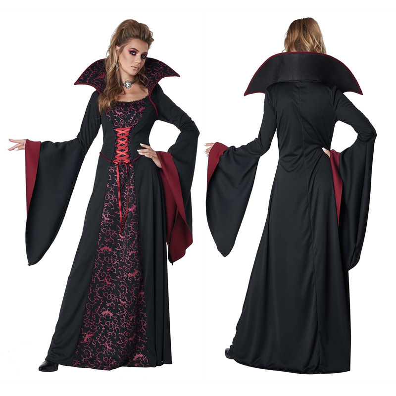 Wholesale Halloween Masquerade Vampire Queen Cosplay Costumes Court Magic Halloween Witch