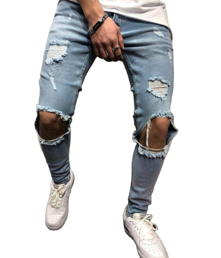 European High Street High Quality Men Jeans Trouser  Male Small Retro Distressed Men's Clothing Jeans