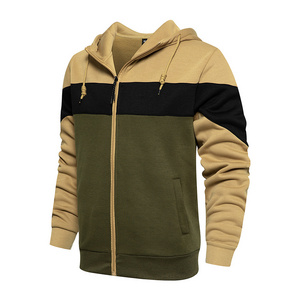 2024 Autumn/Winter vintage color contrast patchwork stripes high quality sports jogging fashion hoodie men