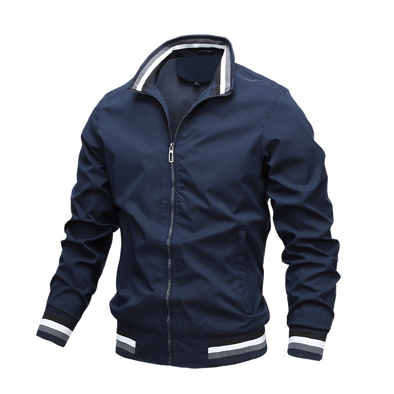 Casual Youth Solid Color Simple And Versatile Spring Sweat Jacket Wind Proof Jackets For Men