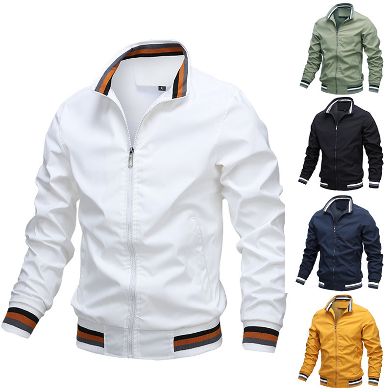 Casual Youth Solid Color Simple And Versatile Spring Sweat Jacket Wind Proof Jackets For Men