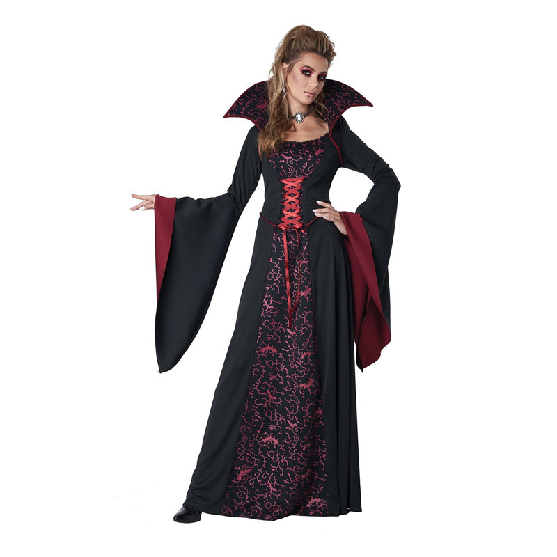 Wholesale Halloween Masquerade Vampire Queen Cosplay Costumes Court Magic Halloween Witch