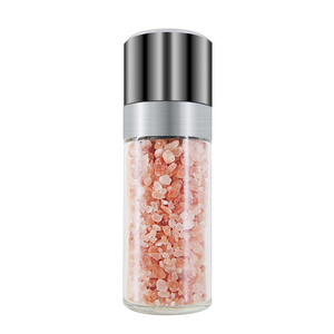 Straight Himalayan Salt Spice Glass Grinder With Stainless Steel Edge