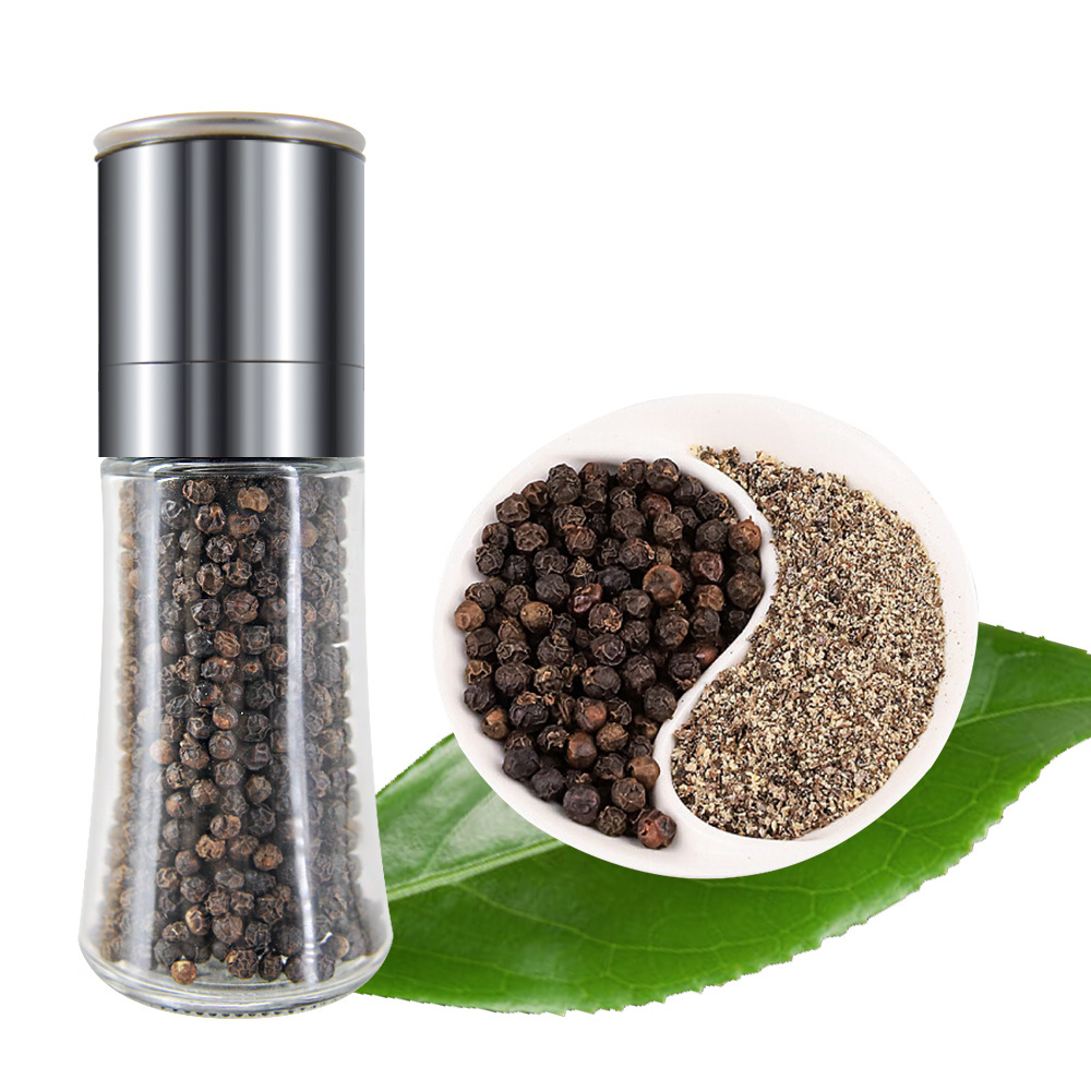 Manual 110ml Salt Pepper Mill Silver Stainless Steel Top Glass Ceramic Salt And Pepper Mill