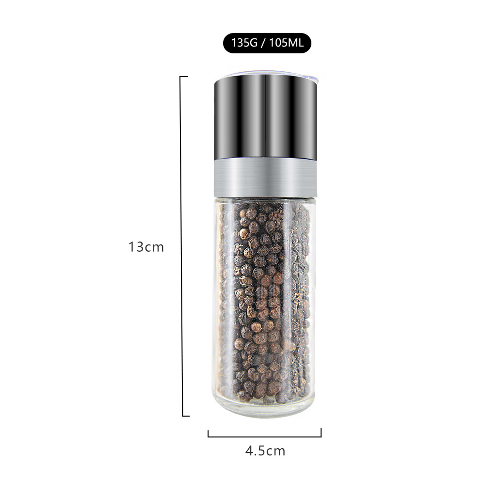 80ml Empty Manual Spice Grinder Black Pepper Mill Glass Bottle Salt And Pepper Grinder