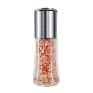 Manual 110ml Salt Pepper Mill Silver Stainless Steel Top Glass Ceramic Salt And Pepper Mill