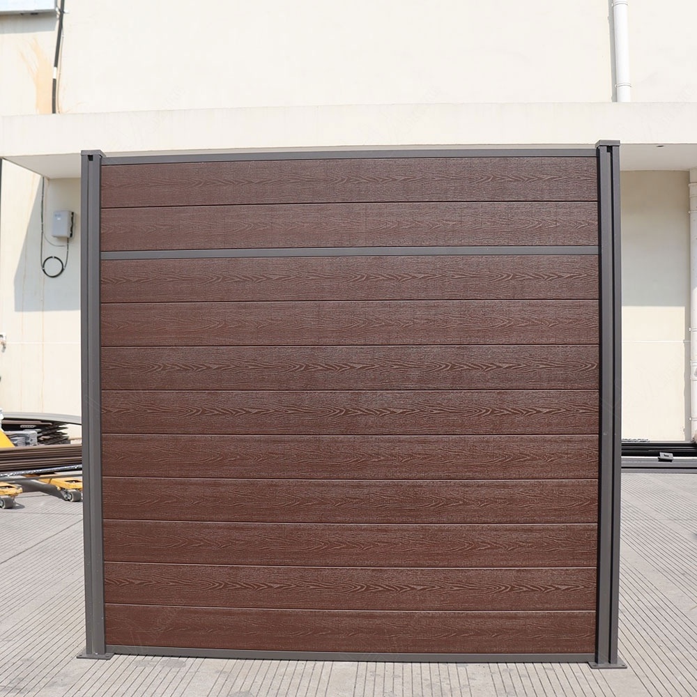 Newly design saw marks texture wpc wood plastic composite wpc fence cladding outdoor house privacy fence panels wholesale