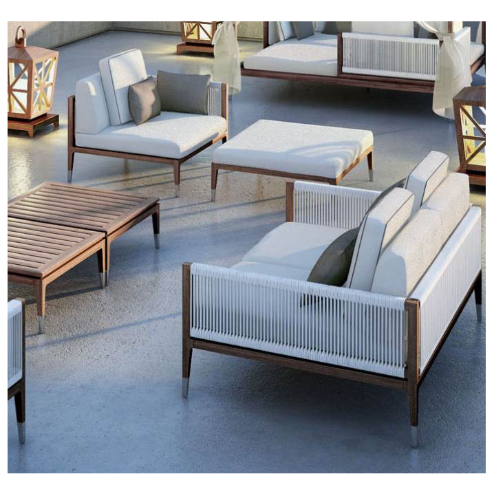 Metal Outdoor Furniture Modern Indonesian Aluminum Corner Rope Sofa Set with Chairs