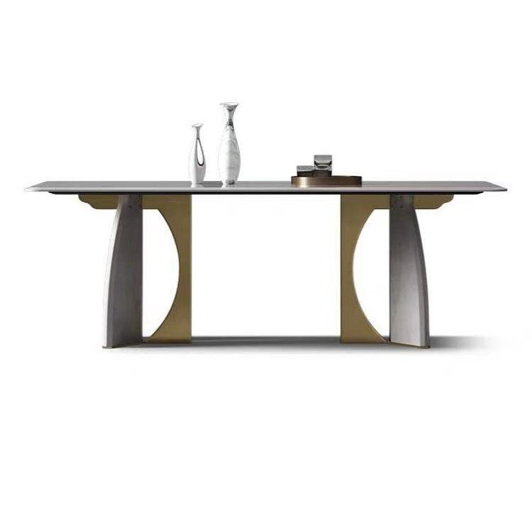 Light luxury modern natural marble dining table large flat new rectangular dining table