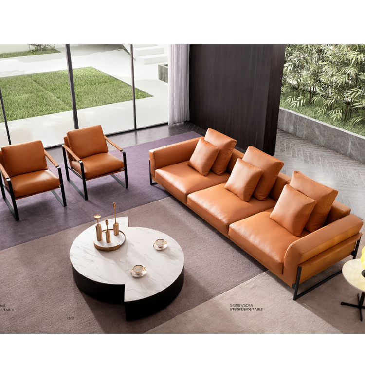 2022 cheap living room furniture sofa set, sectionals L shape modern leather sofa with customize material function side table