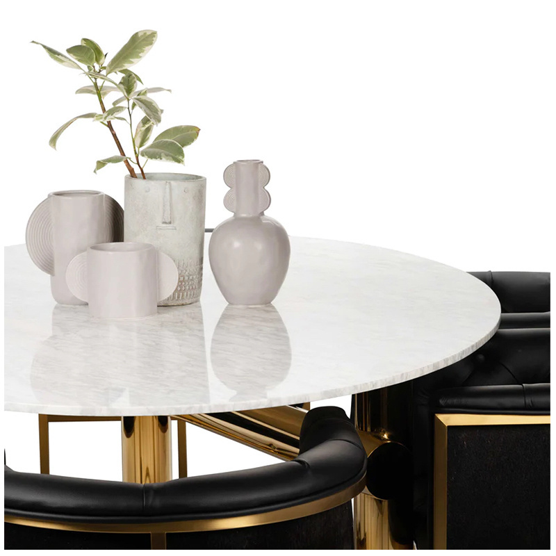 Luxury Designs Dining Room Seater Marble Top Square Round Modern Table And Chairs Set Stainless Steel Dining Tables