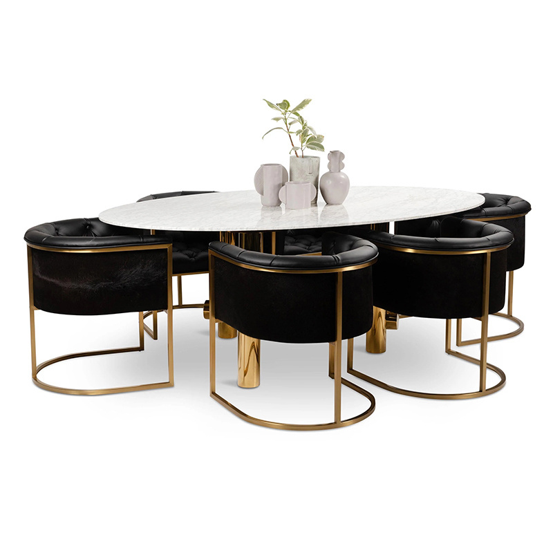 Luxury Designs Dining Room Seater Marble Top Square Round Modern Table And Chairs Set Stainless Steel Dining Tables