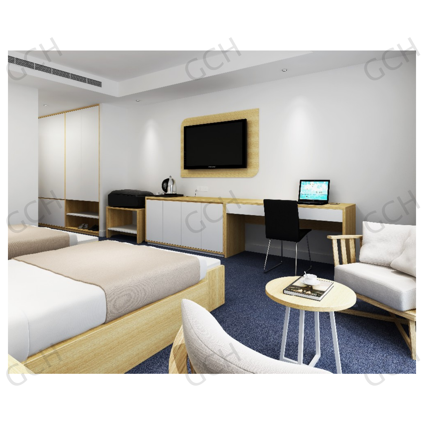 Contemporary hotel furniture 5 star Marriott hotel bedroom loose furniture mill work custom made design