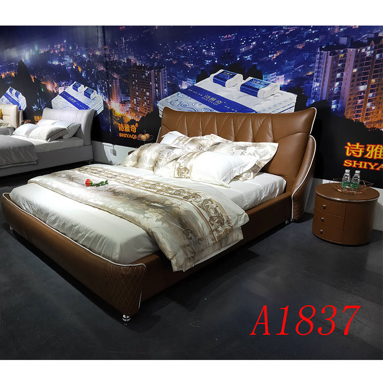 2019 Latest Wooden Bed Designs With Footboard Tv Lifter