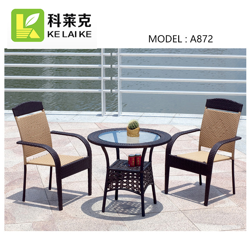 All Weather Leisure Square Wicker Patio Rattan Garden Outdoor Designer Table and Chairs Set