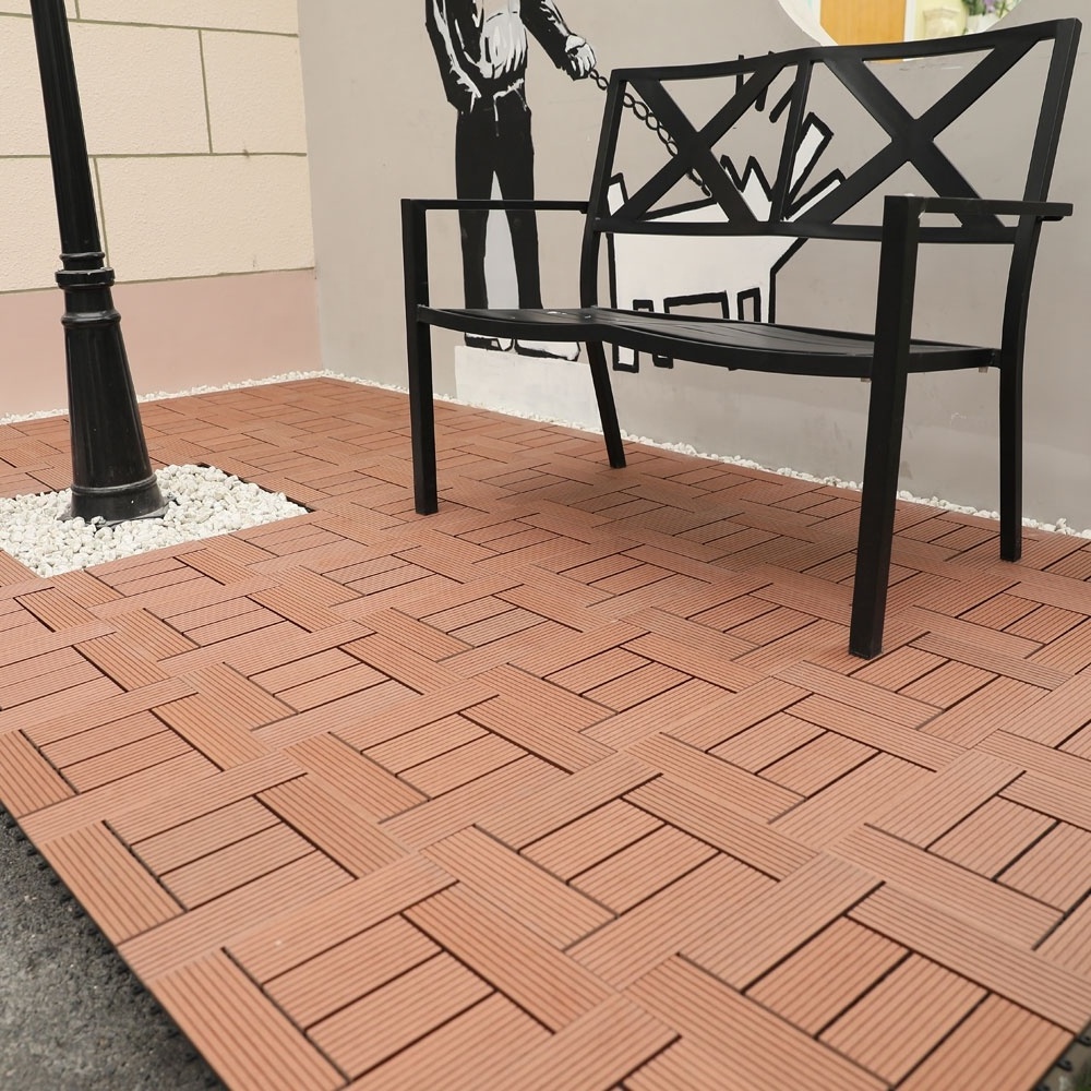 Exterior usage durable waterproof weather resistant flooring tile WPC interlocking decking tiles outdoor