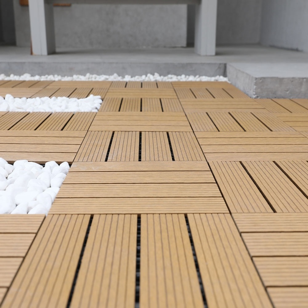 Exterior usage durable waterproof weather resistant flooring tile WPC interlocking decking tiles outdoor