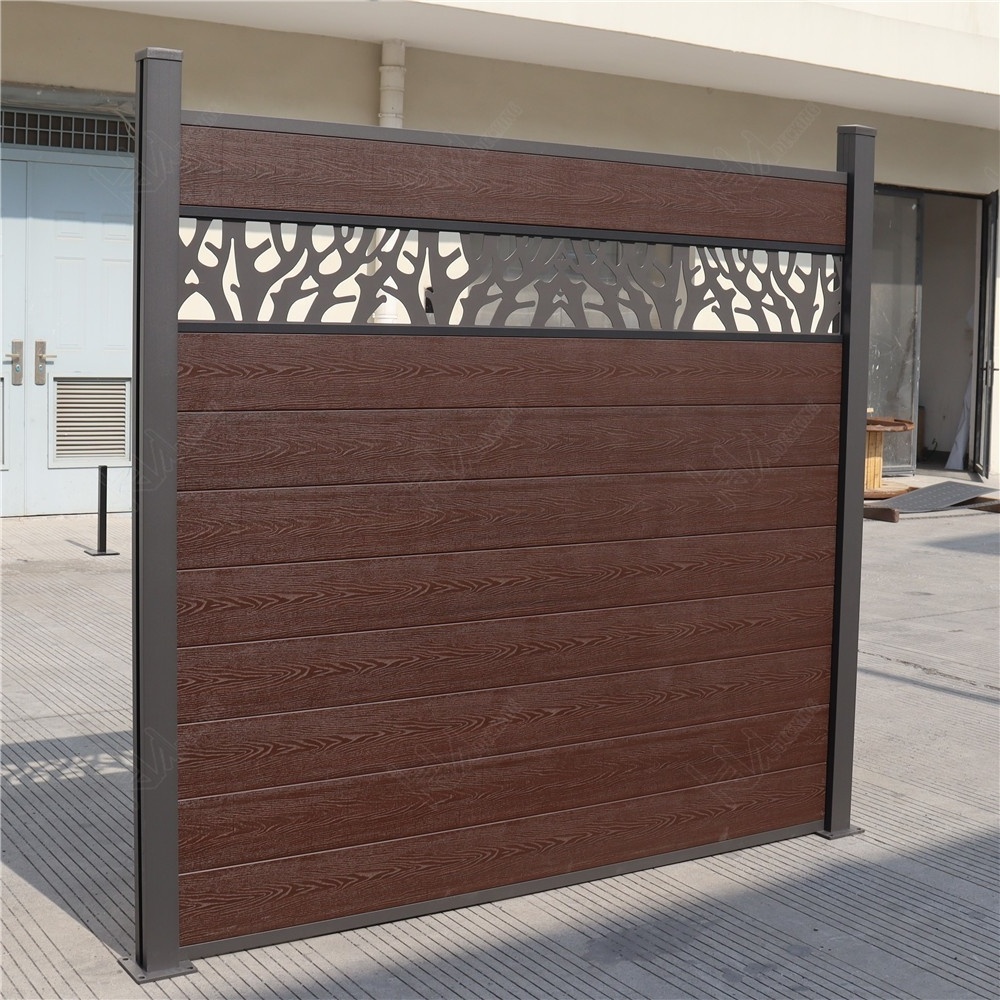 Wholesale Black Design Garden Privacy Safety Cheap Fence Panels UV Resistance Wood Plastic Composite WPC Garden Buildings Fence