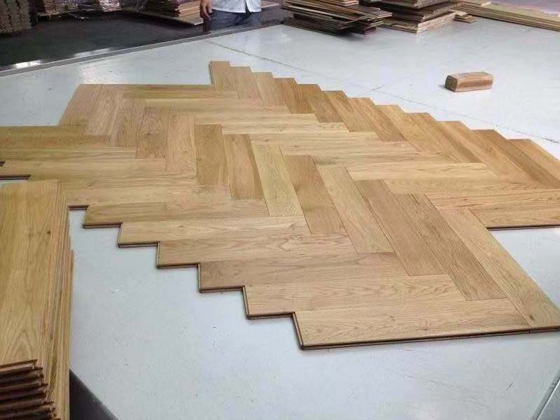 Fishbone parquet wood flooring