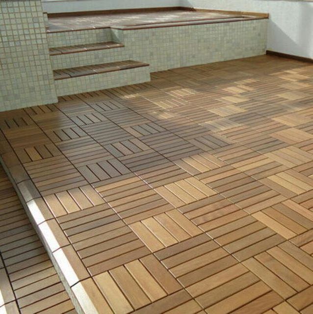 Diy solid floor deck tile 30*300*300mm  outdoor waterproof  wooden flooring /teak  deck panels on balcony