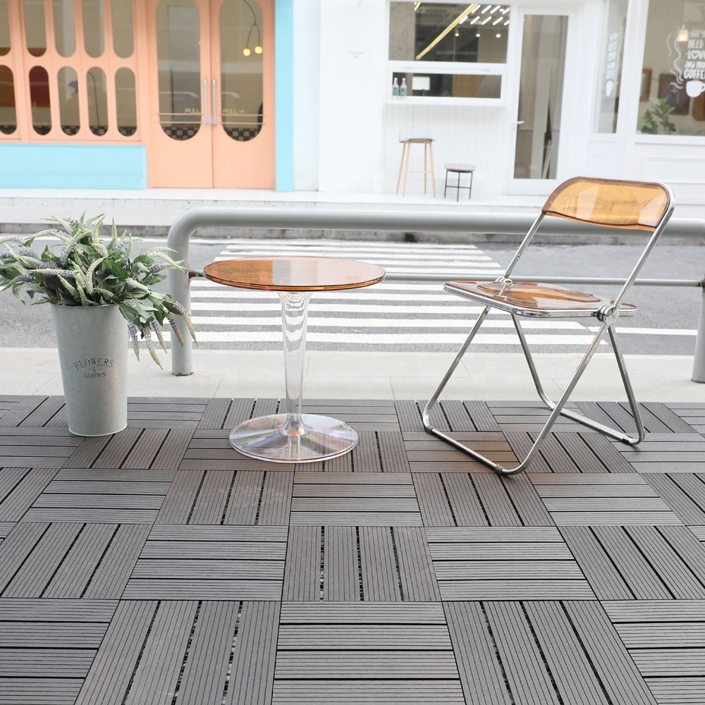 Exterior usage durable waterproof weather resistant flooring tile WPC interlocking decking tiles outdoor