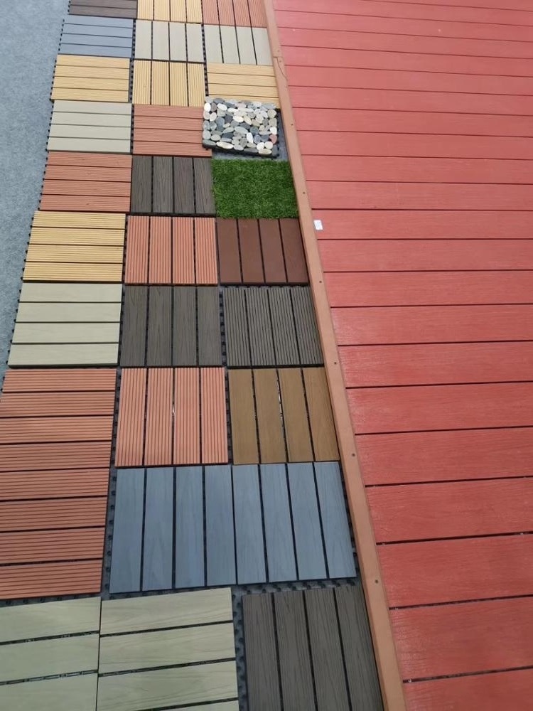 2019 hot sale outdoor interlocking wpc floor diy deck tiles/sports flooring/rubber wood floor decking